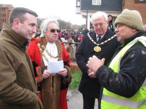 (9)Mr Paul Childs speaks to members of the PBCC, The Mayor of Bridgwater Cllr Steve Austen and The Chair of Sedgemoor Council Cllr Peter Downing.