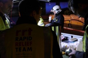 The Rapid Relief Team (RRT) were soon notified and mobilised their volunteers to attend the incident to provide refreshments and shelter for the emergency services.