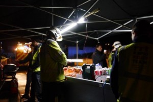 Some of the food and drink was donated by local businesses and supermarkets, and prepared and served by the RRT on site.  